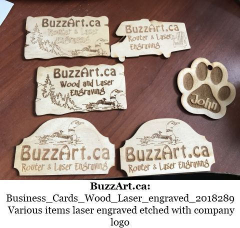 Various items laser engraved etched with company logo